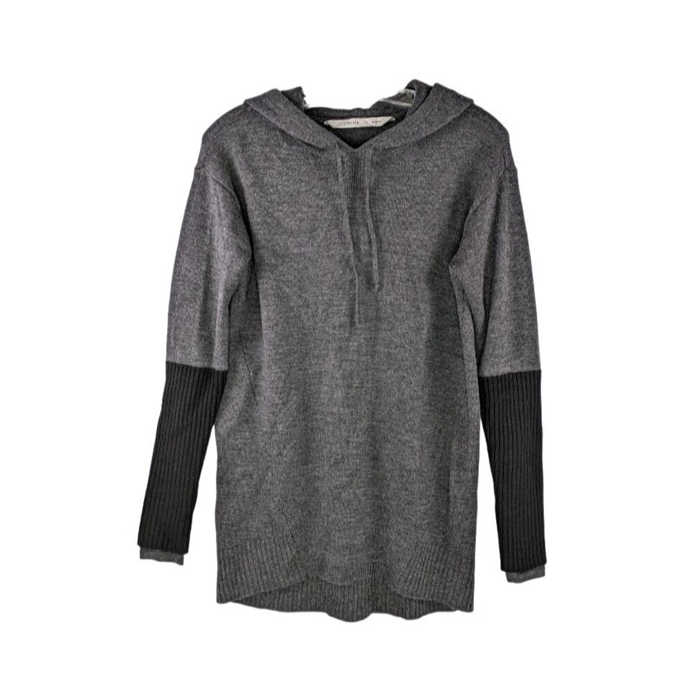Athleta Nopa Sweater Womens XS Gray Merino Wool Hooded Pullover - Picture 3 of 9